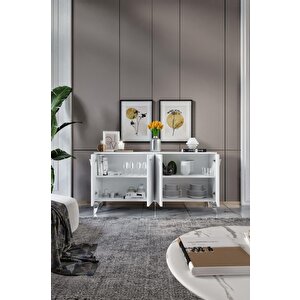 Zeugma Konsol Mdf Mebran Kapak Beyaz Gümüş