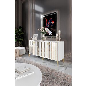 Dubai̇ Konsol Mdf Mebran Kapak Beyaz Gold