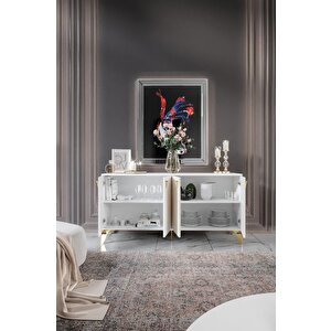 Dubai̇ Konsol Mdf Mebran Kapak Beyaz Gold