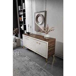 Klas Konsol Mdf Mebran Kapak Cevi̇z Krem Gold