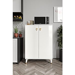 Simple Çok Amaçlı Dolap Mutfak Balkon Kiler Banyo Ayakkabılık Dolabı Beyaz Gold