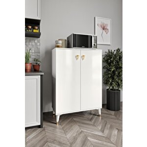 Simple Çok Amaçlı Dolap Mutfak Balkon Kiler Banyo Ayakkabılık Dolabı Beyaz Gold