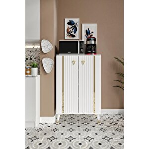 Lyra Çok Amaçlı Dolap Mutfak Balkon Kiler Banyo Ayakkabılık Dolabı Beyaz Gold