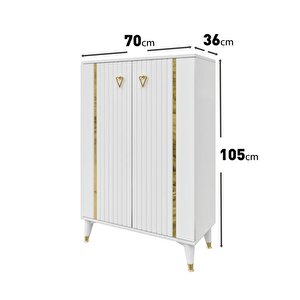Lyra Çok Amaçlı Dolap Mutfak Balkon Kiler Banyo Ayakkabılık Dolabı Beyaz Gold