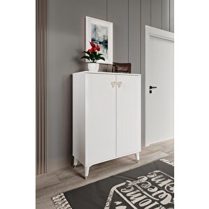 Simple Ayakkabılık  Çok Amaçlı Dolap Mutfak Kiler Balkon Beyaz Gümüş