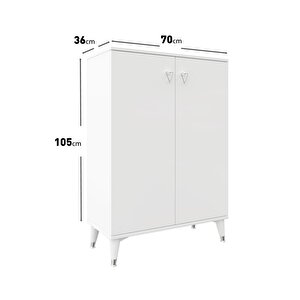 Simple Ayakkabılık  Çok Amaçlı Dolap Mutfak Kiler Balkon Beyaz Gümüş