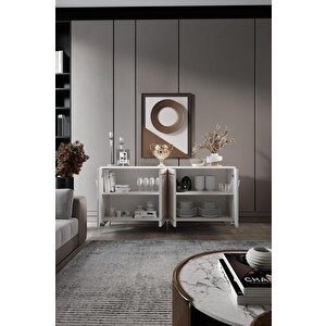 Klas Konsol Mdf Mebran Kapak Beyaz Gümüş