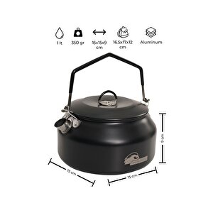 Urban Badger Balbal 1 Litre Siyah Renkli Kamp Çaydanlık