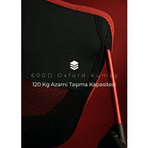 Urban Badger Kırmızı Loki Sandalye Teleskopik 950 Gr 7050 Alüminyum Ultra Hafif 600d Oxford Kumaş