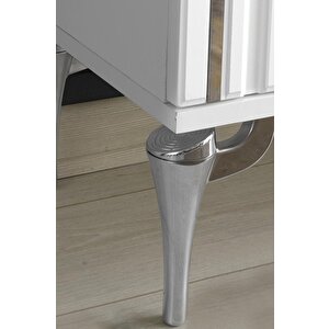 150 Cm Dubai̇ Metal Ayak-mdf Mebran Kapak Tv Sehpasi Beyaz Gümüş