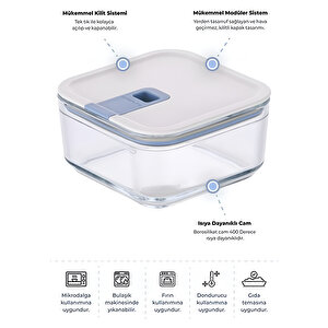 Perfect Seal Kare Cam Saklama Kabı Bej 720 Ml