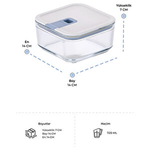 Perfect Seal Kare Cam Saklama Kabı Bej 720 Ml