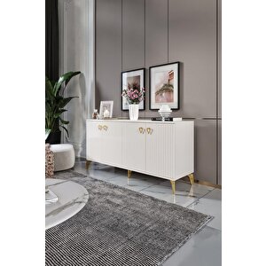 Zeugma Konsol Mdf Mebran Kapak Ekru Gold