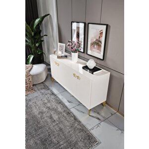 Zeugma Konsol Mdf Mebran Kapak Ekru Gold
