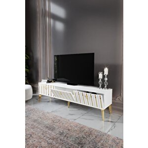 180 Cm Dubai̇ Mdf Mebran Kapak Beyaz Gold