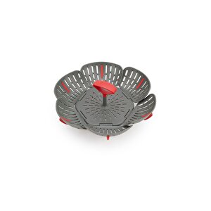 Duo Katlanabilir Buharlayıcı Sepet Gri/kırmızı -45031