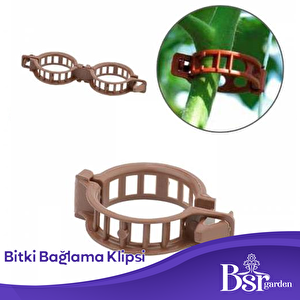 Bsr Garden Bitki Klipsi - Domates Klipsi 50 Adet 25 Mm Gövde Sarmaşık Bitki Bağlama Kelepçesi, Kahverengi