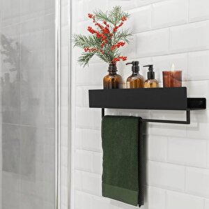 Metal Banyo Rafı Siyah Havluluk Şampuanlık Ve Sabunluk Rafı