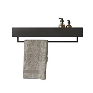 Metal Banyo Rafı Siyah Havluluk Şampuanlık Ve Sabunluk Rafı
