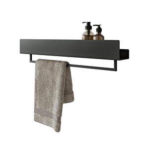 Metal Banyo Rafı Siyah Havluluk Şampuanlık Ve Sabunluk Rafı