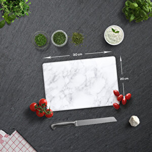 Cam Kesme Tahtası - Cam Kesme Tablası  | Klasik Mermer Desenli | 20cm X 30cm