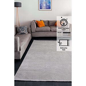 Konfor Parla 5788 Gri Kadife İplikli Salon Mutfak Oturma Odası Halısı Modern Dokuma Halı 100x300 cm