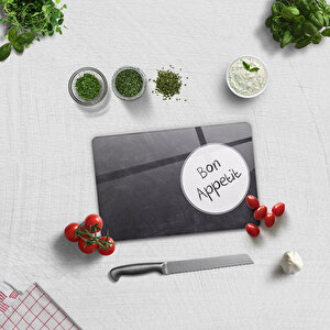 Cam Kesme Tahtası - Cam Kesme Tablası | Bon Appetit | Karatahta Görünümlü | 20cm X 30cm