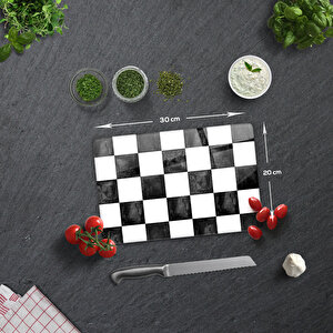 Cam Kesme Tahtası - Cam Kesme Tablası  | Damalı Desen | 20cm X 30cm