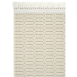 Hasır 621 Krem Halı İnce Mutfak Halısı Yazlık Halı Kilim Kesme Halı Antre Koridor Halısı 120x350 cm