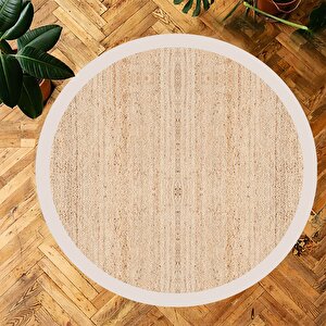 Dijital Baskı Hasır Desen Halı, Yuvarlak Halı, İskandinav Halı, Salon Halısı, Yıkanabilir Halı, Kaymaz Taban, Mutfak Halısı, Yolluk, Ev Dekorasyonu 100x100 cm
