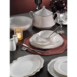 Bone Porselen 85 Parça Porselen Yemek Takımı Platin Ar34005