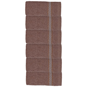 6 Lı %100 Pamuk Mutfak Havlusu Takımı 30x30 Cm Düz Renk Kahve