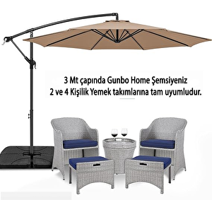 3 Mt 8 Kaburga Full Demir 21 Kg Bej ,bahçe Şemsiyesi