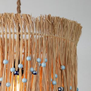 Alaçatı Modern Avize E27 12w 40cm Rafya Doğal Dorbien-slr-8049