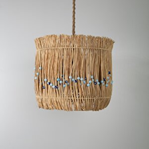 Alaçatı Modern Avize E27 12w 40cm Rafya Doğal Dorbien-slr-8049