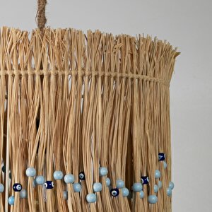 Alaçatı Modern Avize E27 12w 40cm Rafya Doğal Dorbien-slr-8049
