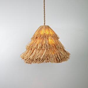 Konik Modern Avize E27 12w 40cm Rafya Doğal Dorbien-slr-8020