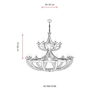 Gedik Modern Avize E14 108w 147cm Metal Eskitme Avonni-av-1644-12+6e