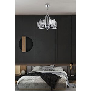 Kristal Modern Avize E27 60w 50cm Metal Krom Dorbien-fz-7396-5k