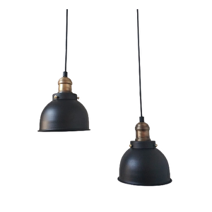 Rys Retro Metal Dekoratif 2 Li Yuvarlak Dekoratif Sarkıt Avize Çap:30 Cm