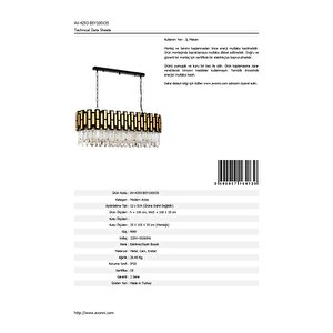 Tape Modern Avize E14 72w 100x35cm Metal Siyah Dorbien-av-4293-bsy100x35