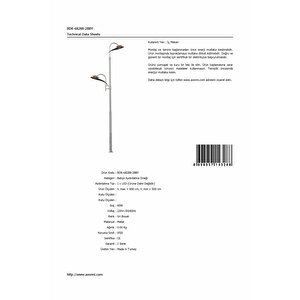 Bahçe Direkleri Led 60w 110cm Çelik Boru Gri Dorbien-bdr-68288-2bby