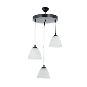Rys Retro Metal Opal Camlı 3 Lü Dekoratif Modern Sarkıt Avize Çap:30 Cm