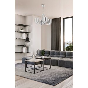 Silindir Modern Avize E27 48w 50cm Metal Krom Dorbien-fz-7395-4k