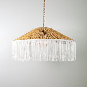 Japon Modern Avize E27 12w 70cm Rafya Doğal/beyaz Dorbien-slrp-8001