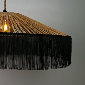 Japon Modern Avize E27 12w 100cm Rafya Doğal/siyah Dorbien-slrp-8002
