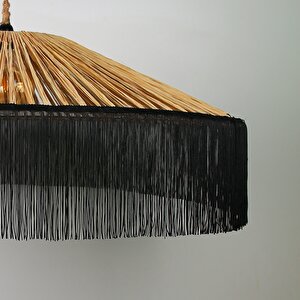 Japon Modern Avize E27 12w 100cm Rafya Doğal/siyah Dorbien-slrp-8002