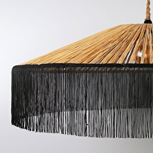 Japon Modern Avize E27 12w 100cm Rafya Doğal/siyah Dorbien-slrp-8002