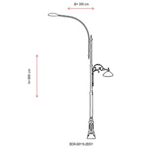 Bahçe Direkleri Led 150w 350cm Çelik Boru Siyah Dorbien-bdr-68119-2bsy