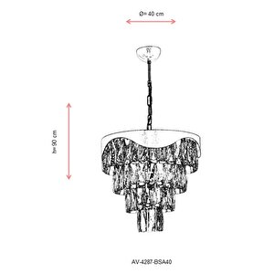 Spoil Klasik Avize E27 72w 40cm Metal, Cam Sarı Dorbien-av-4287-bsa40